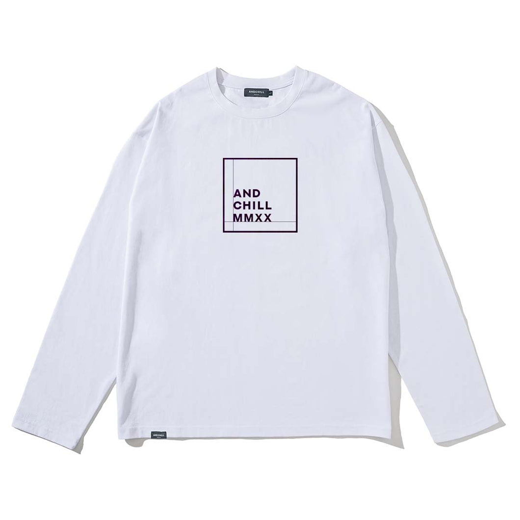 BS SQUARE SIG L/S TEE WHITE