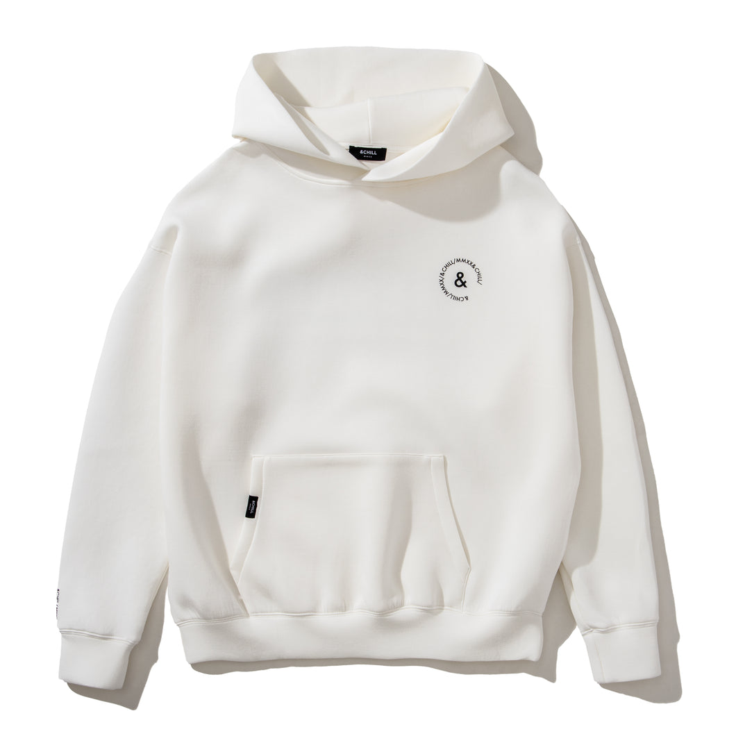 AC LABEL DOUBLE KNIT HOODIE WHITE